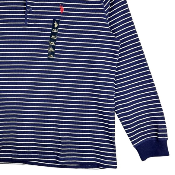 U.S. Polo Assn. Men's Pullover Navy/White Striped Henley Shirt Size XXL NWT - Picture 5 of 11